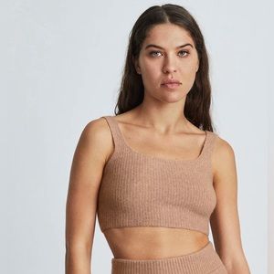 Everlane The Cozy Stretch Tank wool and yak hair blend camel colored Size L NWT